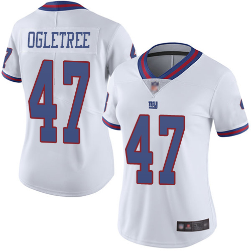 New York Giants #47 Alec Ogletree White Women's Stitched Limited Rush Jersey Womens