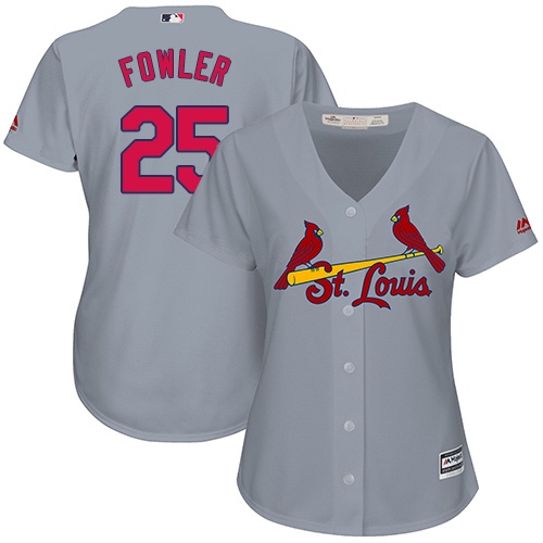St.Louis Cardinals #25 Dexter Fowler Grey Road Women's Stitched Jersey Womens