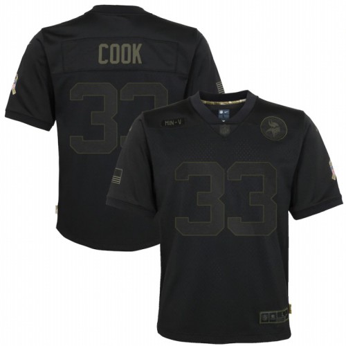 Minnesota Minnesota Vikings #33 Dalvin Cook Youth 2020 Salute to Service Game Jersey Black Youth