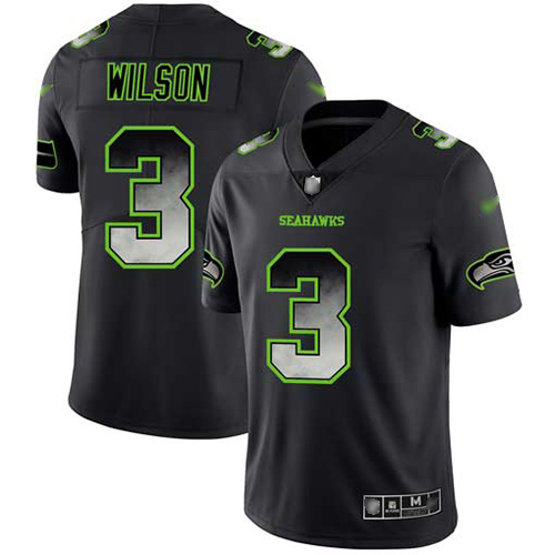 Seattle Seahawks #3 Russell Wilson Black Men's Stitched Vapor Untouchable Limited Smoke Fashion Jersey Men's
