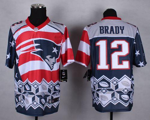 Patriots #12 Tom Brady Navy Blue Men's Stitched Elite Noble Fashion Jersey