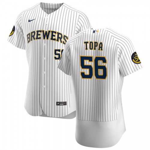Milwaukee Milwaukee Brewers #56 Justin Topa Men's White Home 2020 Authentic Player Jersey Men's