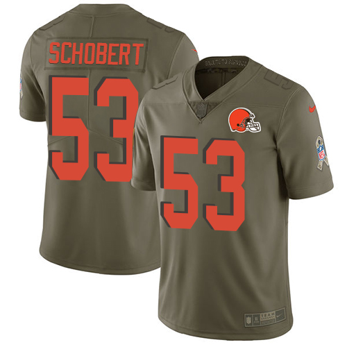 Cleveland Browns #53 Joe Schobert Olive Men's Stitched Limited 2017 Salute To Service Jersey Men's