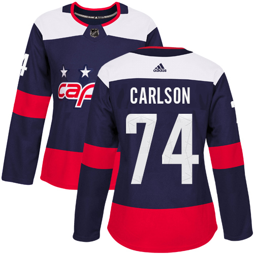 Adidas Washington Capitals #74 John Carlson Navy Authentic 2018 Stadium Series Women's Stitched Jersey Womens