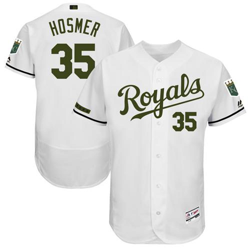 Kansas City Royals #35 Eric Hosmer White Flexbase Authentic Collection Memorial Day Stitched Jersey Men's