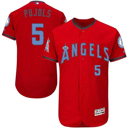 Los Angeles Angels of Anaheim #5 Albert Pujols Red Flexbase Authentic Collection Father's Day Stitched Jersey Men's