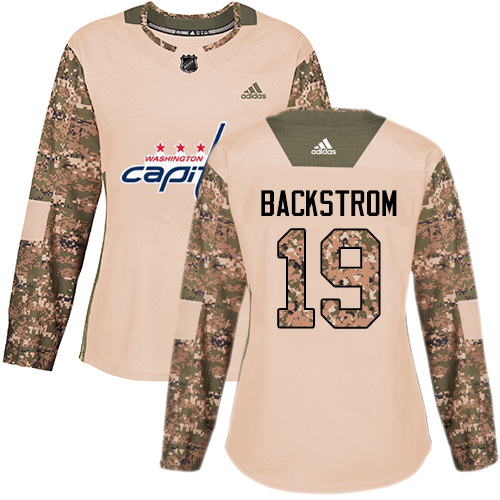 Adidas Washington Capitals #19 Nicklas Backstrom Camo Authentic 2017 Veterans Day Women's Stitched Jersey Womens