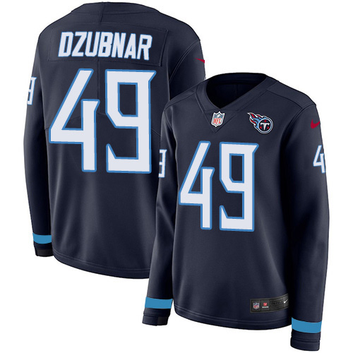 Tennessee Titans #49 Nick Dzubnar Navy Blue Team Color Women's Stitched Limited Therma Long Sleeve Jersey Womens