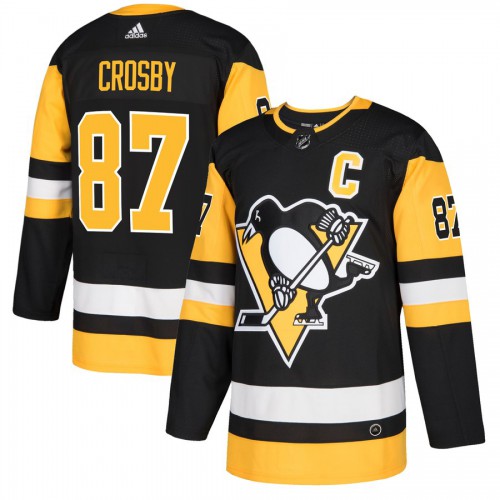 adidas Pittsburgh Penguins #87 Sidney Crosby Black Authentic C Patch Stitched Jersey Men's