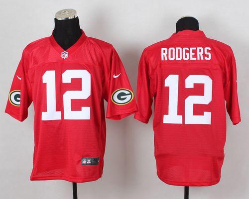 Packers #12 Aaron Rodgers Red Men's Stitched Elite QB Practice Jersey