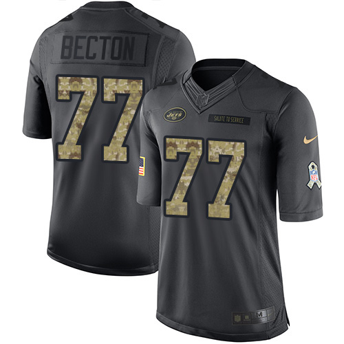 New York Jets #77 Mekhi Becton Black Youth Stitched Limited 2016 Salute to Service Jersey Youth