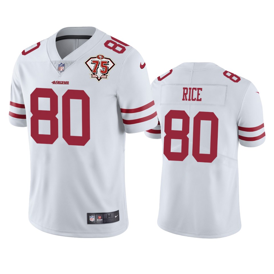 49ers #80 Jerry Rice White Youth 75th Anniversary Stitched Vapor Untouchable Limited Jersey