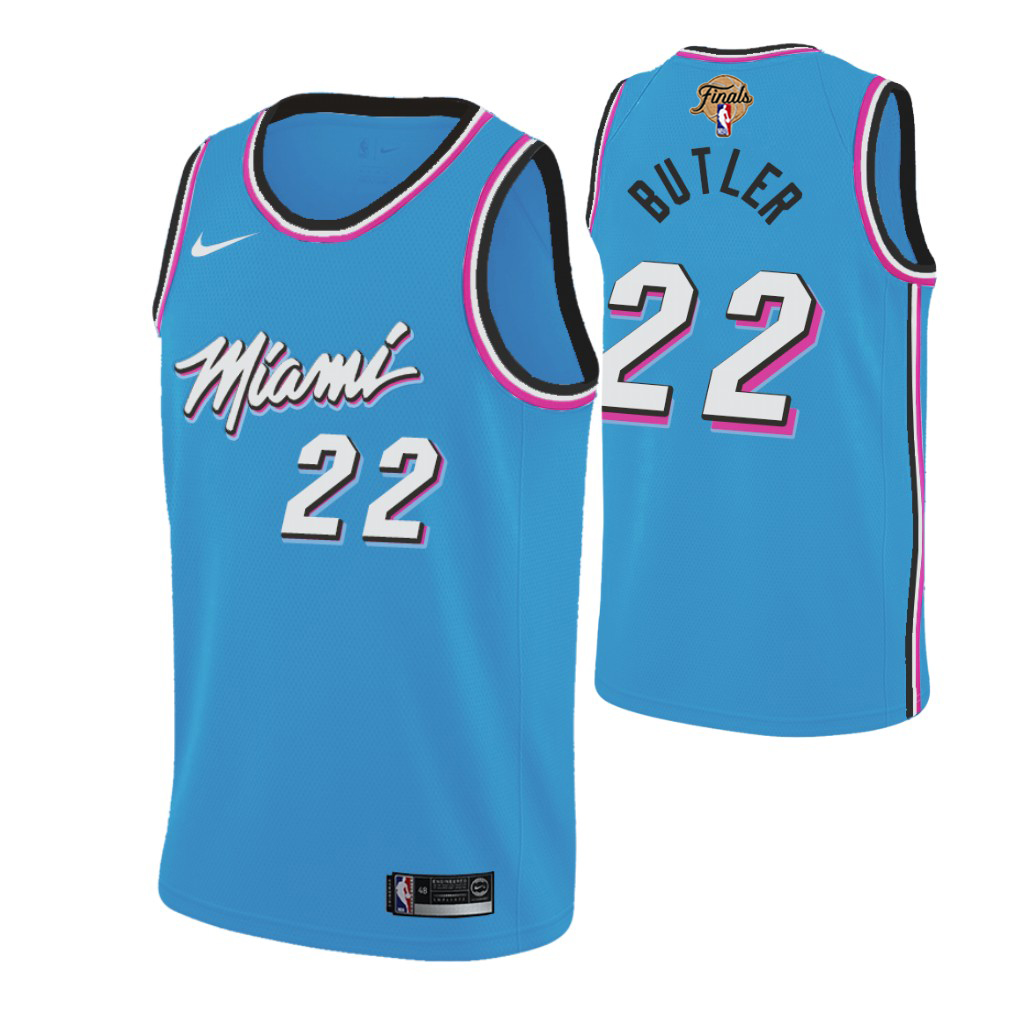 Heat #22 Jimmy Butler 2023 Finals Patch Blue Miami City Edition Jersey