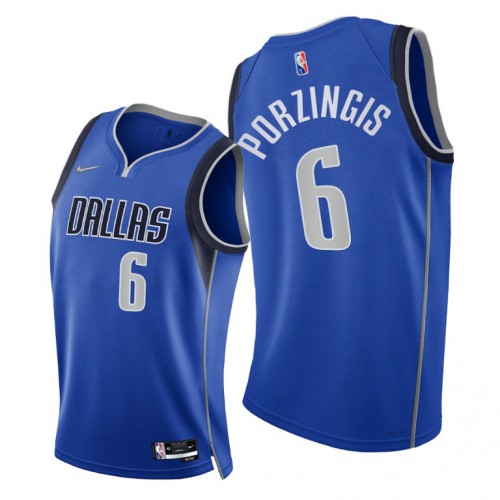 Dallas Mavericks #6 Kristaps Porzingis Womens 2021-22 75th Diamond Anniversary Jersey Blue Womens