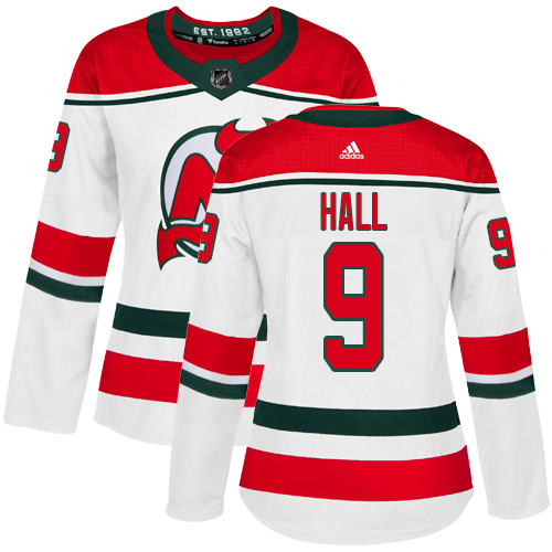 Adidas New Jersey Devils #9 Taylor Hall White Alternate Authentic Women's Stitched Jersey Womens