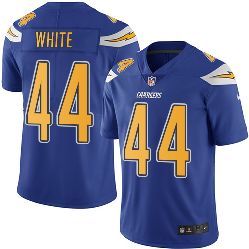 Los Angeles Chargers #44 Kyzir White Electric Blue Men's Stitched Limited Rush Jersey Men's