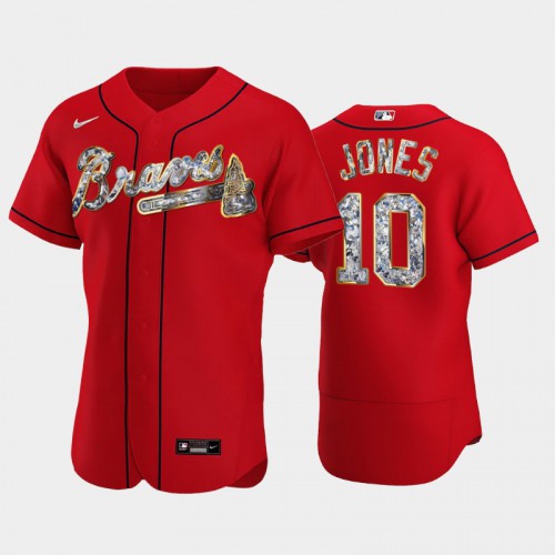 Atlanta Atlanta Braves #10 Chipper Jones Men's Diamond Edition Jersey - Red Men's