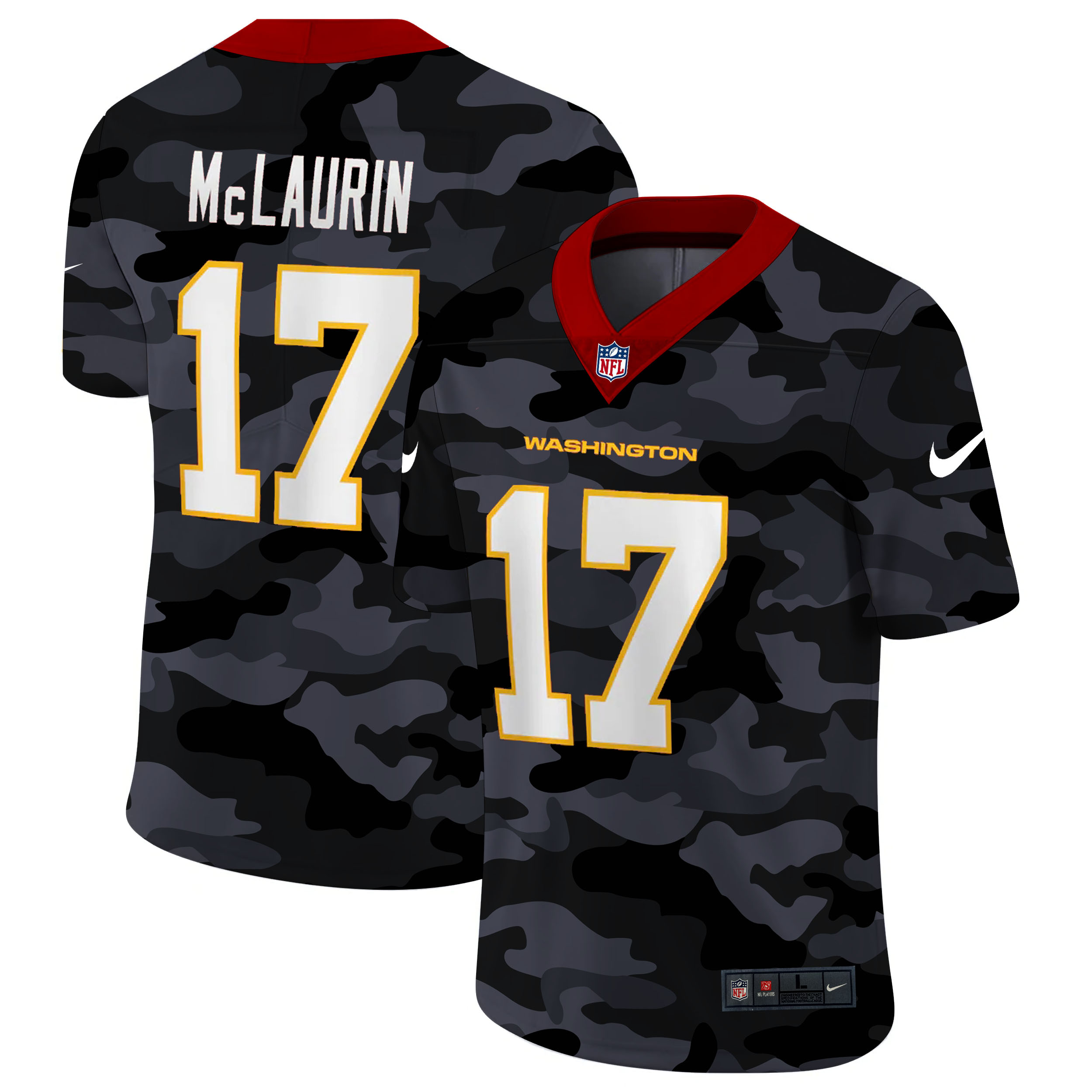 Washington Commanders #17 Terry McLaurin Men's 2020 Black CAMO Vapor Untouchable Limited Stitched Jersey