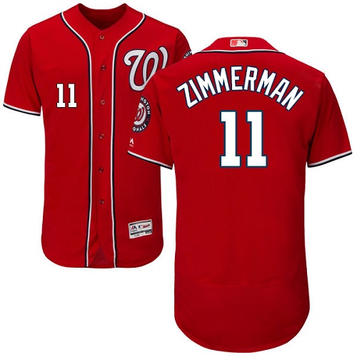 Washington Nationals #11 Ryan Zimmerman Red Flexbase Authentic Collection Stitched Jersey Men's