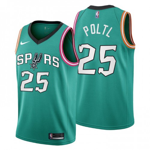 San Antonio Spurs #25 Jakob Poltl Mens 2022-23 City Edition Jersey - Cherry Blossom Teal Mens