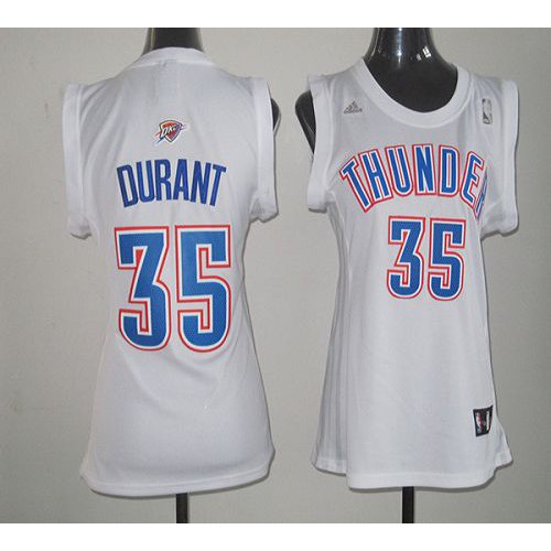 Oklahoma City Thunder #35 Kevin Durant White Fashion Womens Stitched Jersey Womens