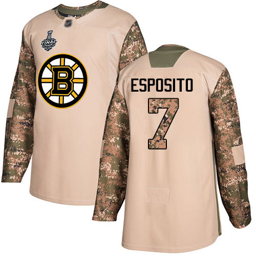Adidas Boston Bruins #7 Phil Esposito Camo Authentic 2017 Veterans Day Stanley Cup Final Bound Stitched Jersey Men's