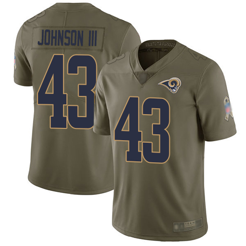 Los Angeles Rams #43 John Johnson III Olive Men's Stitched Limited 2017 Salute To Service Jersey Men's