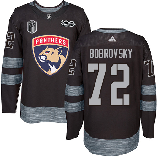 Adidas Lightning #72 Sergei Bobrovsky Black 2023 Stanley Cup Final Patch 100th Anniversary Stitched Jersey