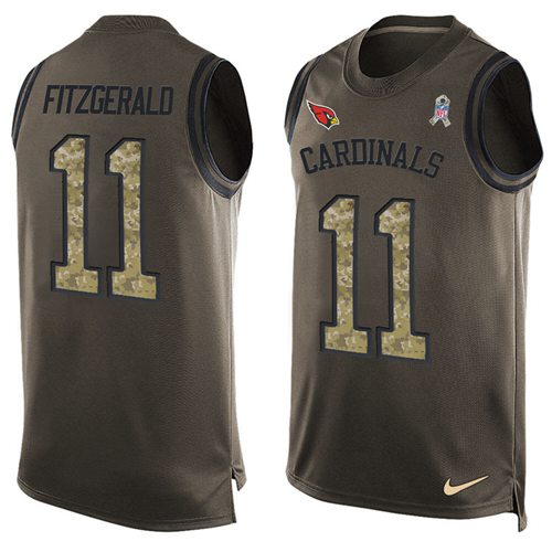 Cardinals #11 Larry Fitzgerald Green Men's Stitched Limited Salute To Service Tank Top Jersey