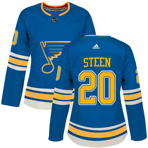Adidas St. Louis Blues #20 Alexander Steen Blue Alternate Authentic Women's Stitched Jersey Womens