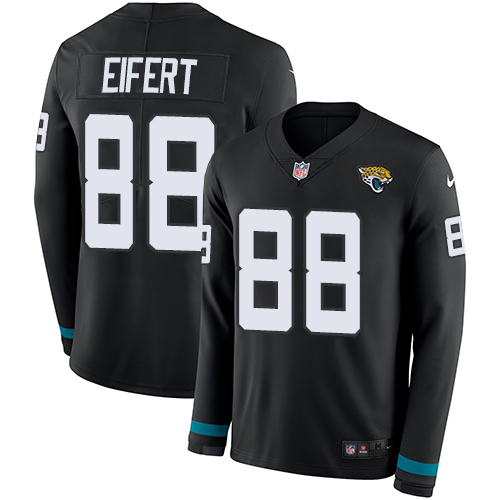 Jacksonville Jaguars #88 Tyler Eifert Black Team Color Men's Stitched Limited Therma Long Sleeve Jersey Men's