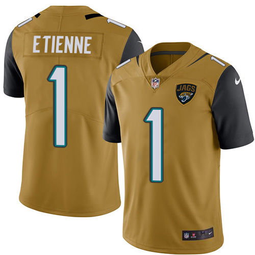 Jaguars #1 Travis Etienne Gold Youth Stitched Limited Rush Jersey