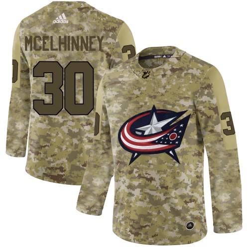 Adidas Columbus Blue Jackets #30 Curtis McElhinney Camo Authentic Stitched Jersey Men's