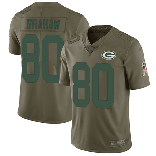 Green Bay Packers #80 Jimmy Graham Olive Youth Stitched Limited 2017 Salute to Service Jersey Youth
