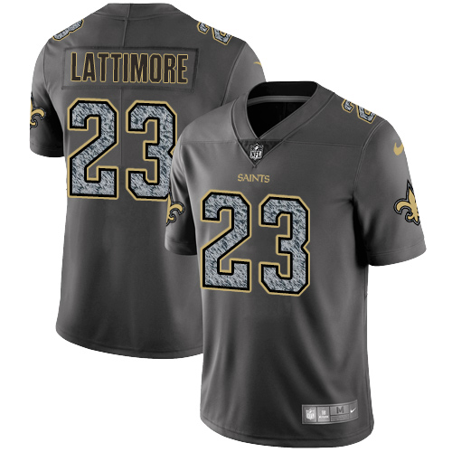 New Orleans Saints #23 Marshon Lattimore Gray Static Men's Stitched Vapor Untouchable Limited Jersey Men's