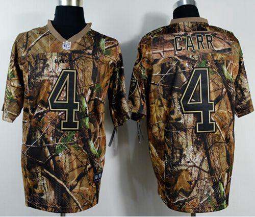 Raiders #4 Derek Carr Camo Men's Stitched Realtree Elite Jersey