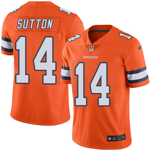 Denver Broncos #14 Courtland Sutton Orange Men's Stitched Limited Rush Jersey Men's