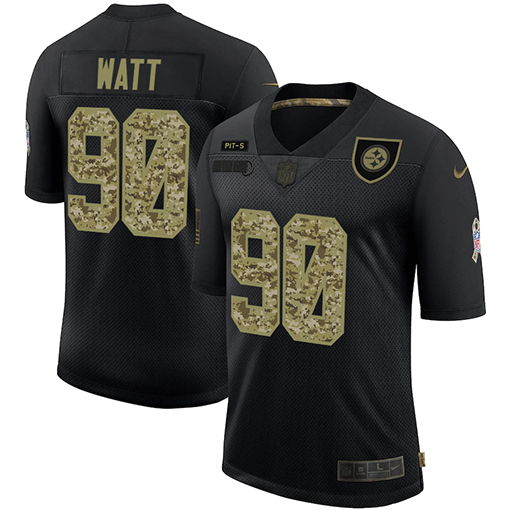 Pittsburgh Steelers #90 T.J. Watt Men's 2020 Salute To Service Camo Limited Jersey Black