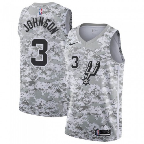 San Antonio Spurs #3 Keldon Johnson White Camo Swingman Earned Edition Jersey Mens