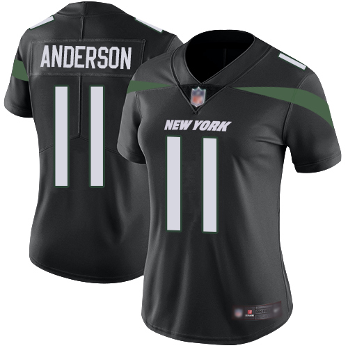 New York Jets #11 Robby Anderson Black Alternate Women's Stitched Vapor Untouchable Limited Jersey Womens