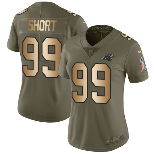 Carolina Panthers #99 Kawann Short Olive/Gold Women's Stitched Limited 2017 Salute to Service Jersey Womens