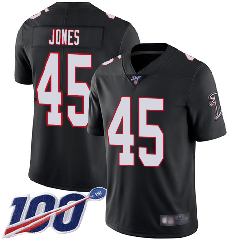 Atlanta Falcons #45 Deion Jones Black Alternate Men's Stitched 100th Season Vapor Limited Jersey Men's