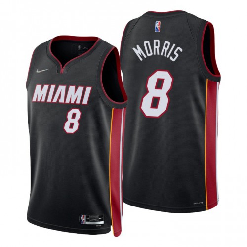 Miami Heat #8 Markieff Morris Black Mens 2021-22 75th Anniversary Diamond Swingman Jersey - Icon Edition Mens