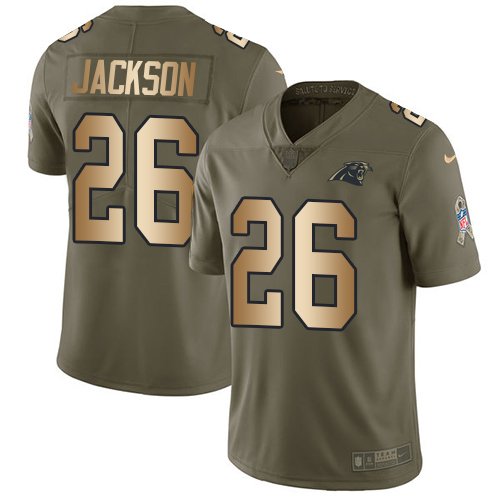 Carolina Panthers #26 Donte Jackson Olive/Gold Men's Stitched Limited 2017 Salute To Service Jersey Men's
