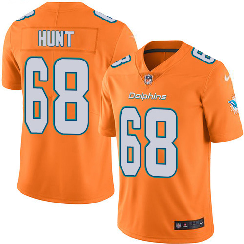 Miami Dolphins #68 Robert Hunt Orange Green Youth Stitched Limited Rush Jersey Youth