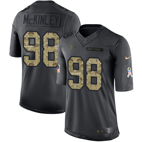 Atlanta Falcons #98 Takkarist McKinley Black Men's Stitched Limited 2016 Salute To Service Jersey Men's