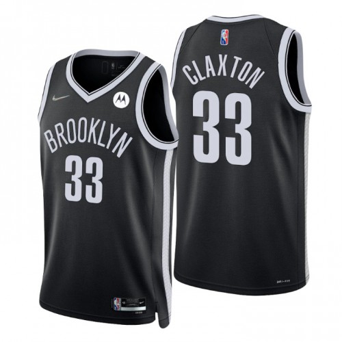 Brooklyn Nets #33 Nicolas Claxton Black Mens 2021-22 75th Anniversary Diamond Swingman Jersey - Icon Edition Mens