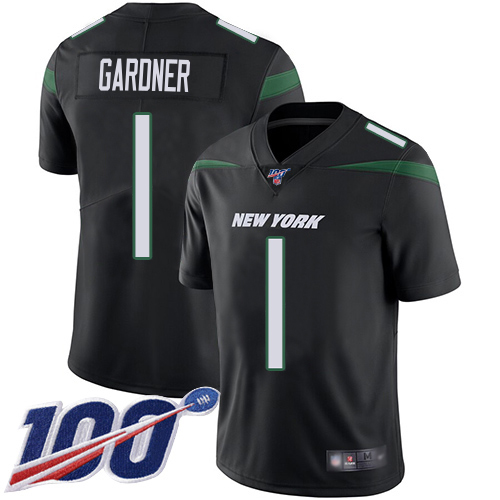 Jets #1 Ahmad Sauce Gardner Black Alternate Youth Stitched 100th Season Vapor Untouchable Limited Jersey