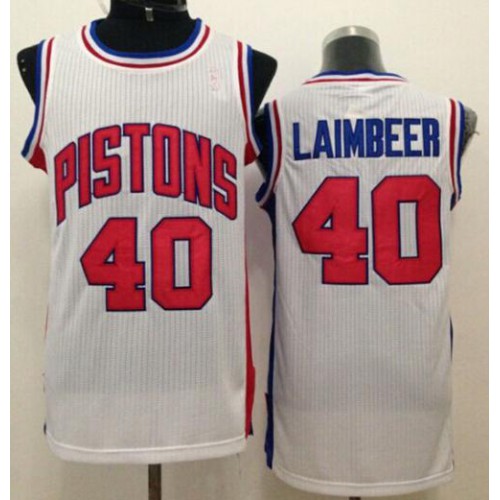 Detroit Pistons #40 Bill Laimbeer White Throwback Stitched Jersey Mens