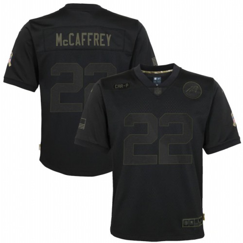 Carolina Carolina Panthers #22 Christian McCaffrey Youth 2020 Salute to Service Game Jersey Black Youth